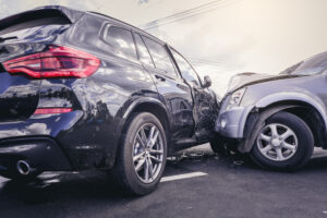 Two cars colliding in a T-bone accident